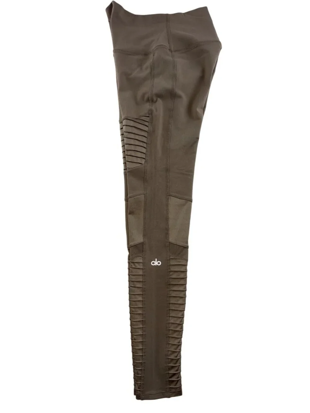 ALO Yoga Moto Leggings Women's Small Gray Ribbed Moto Panel Full Length Active